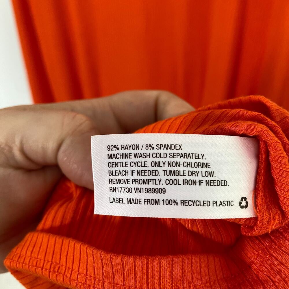 Future Collective x Kahlana Barfield Brown Womens Midi Dress Sz 3X Orange Ribbed - Picture 5 of 9